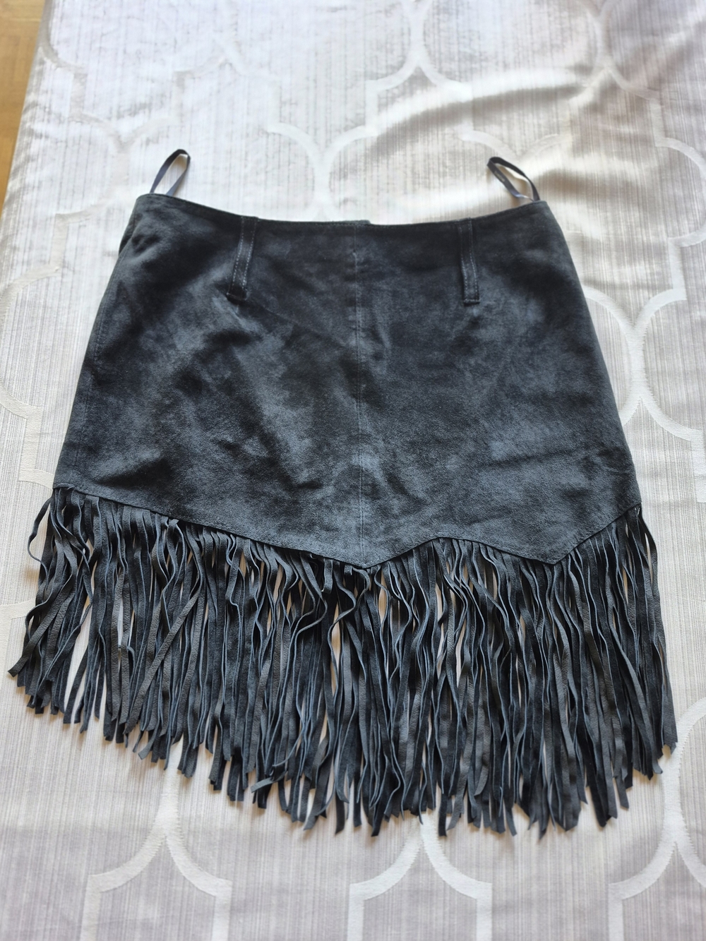 Bebe Faux Suede Black Fringe Mini Skirt - Women